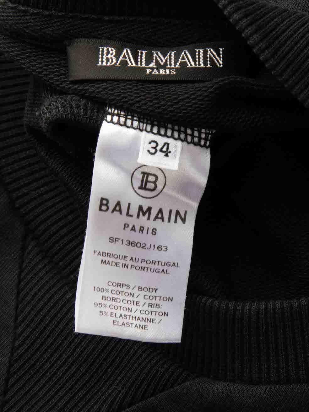 Sweat-shirt noir à logo floqué Balmain Taille XS en vente 2