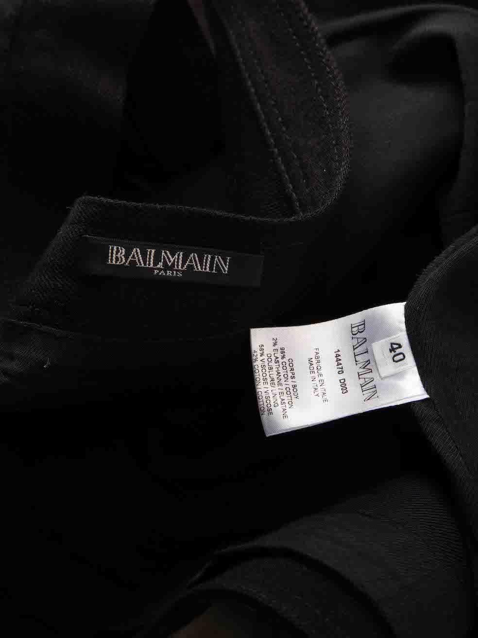 Women's Balmain Black Front Zip Button Detail Mini Skirt Size L For Sale