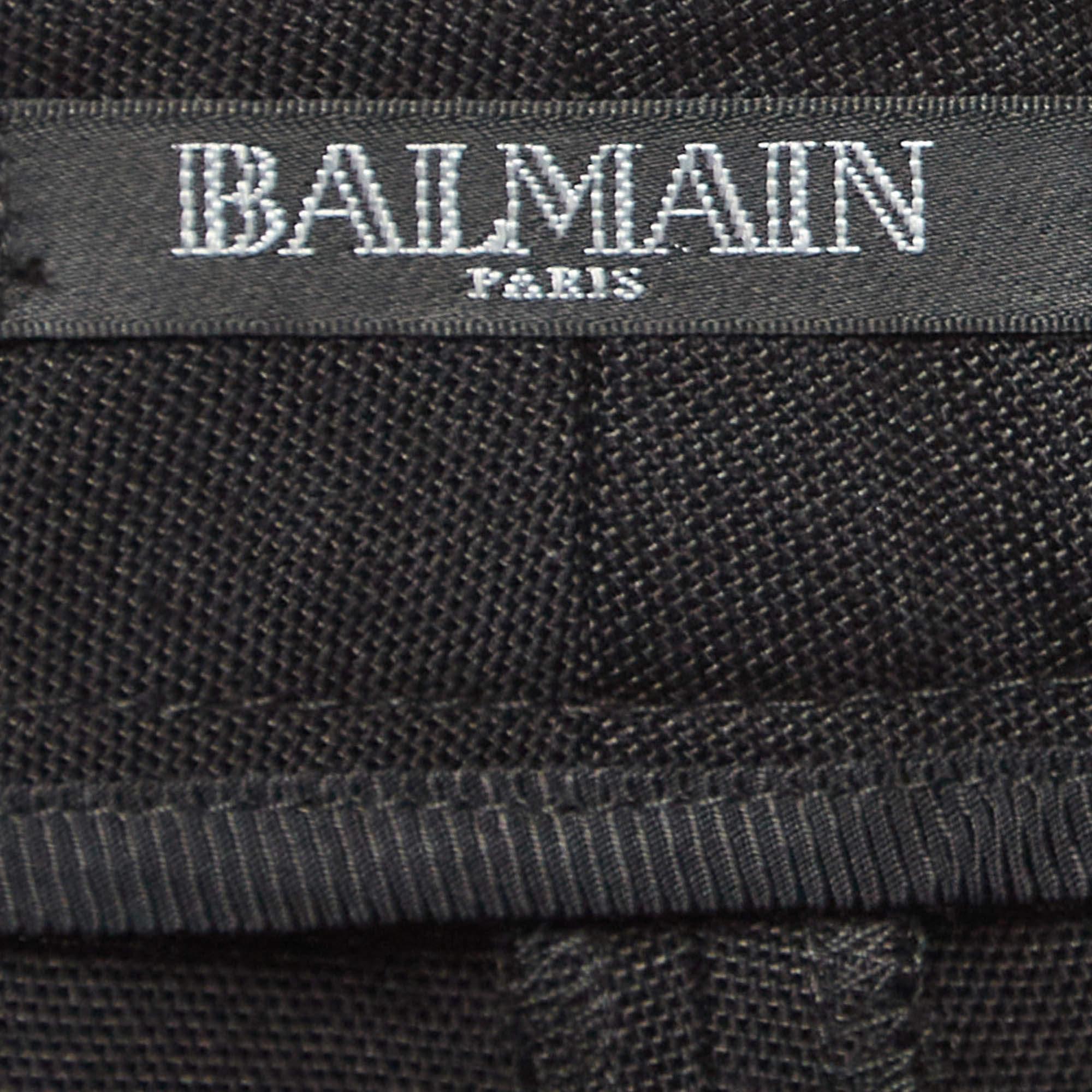 Balmain - Pantaloni svasati in gabardine nero S In condizioni ottime in vendita a Dubai, Al Qouz 2