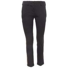 Balmain Black Gabardine Metallic Side Stripe Trousers S