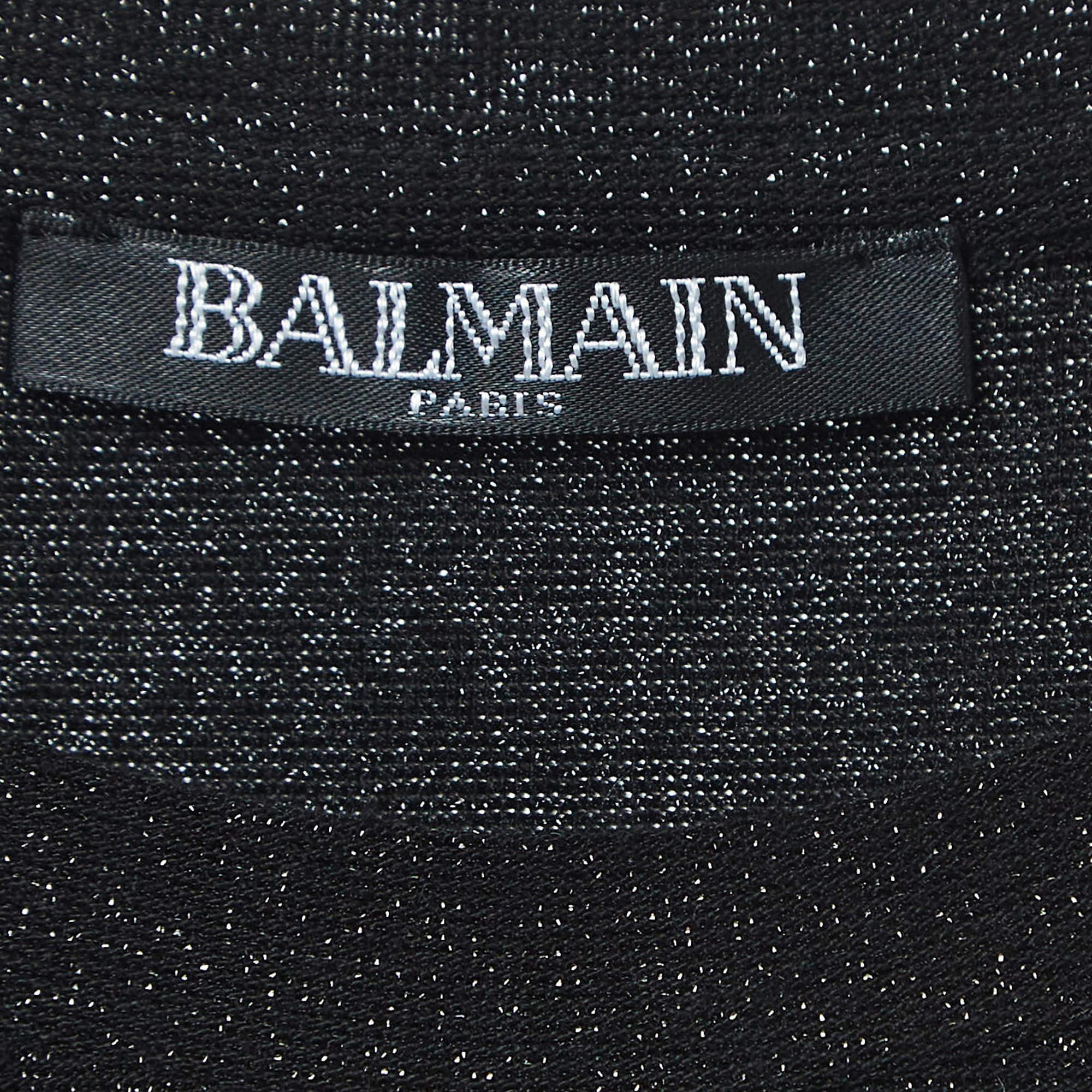 Women's or Men's Balmain Black Glitter Jersey Crystal Embellished Logo T-Shirt Dress (10 Yrs) For Sale