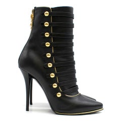 Balmain Black & Gold Alienor Leather Ankle Boots 38.5