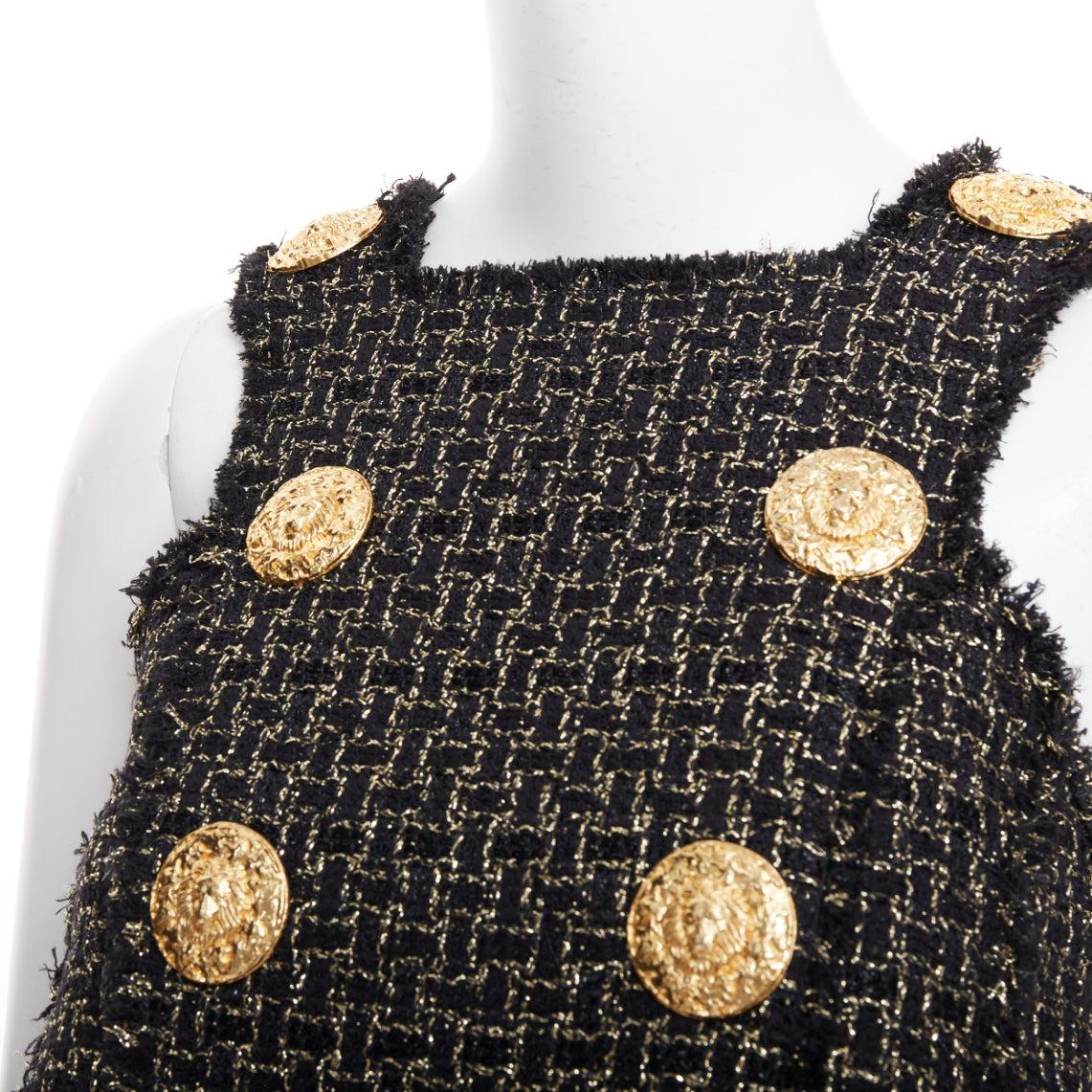 Balmain oro nero Lion Heart tweed metallizzato Aline swing mini dress FR34 XS
Riferimento: AAWC/A01447
Marchio: Balmain
Designer: Olivier Rousteing
Materiale: Viscosa, misto
Colore: Nero, Oro
Modello: Tweed
Chiusura: zip
Fodera: Tessuto