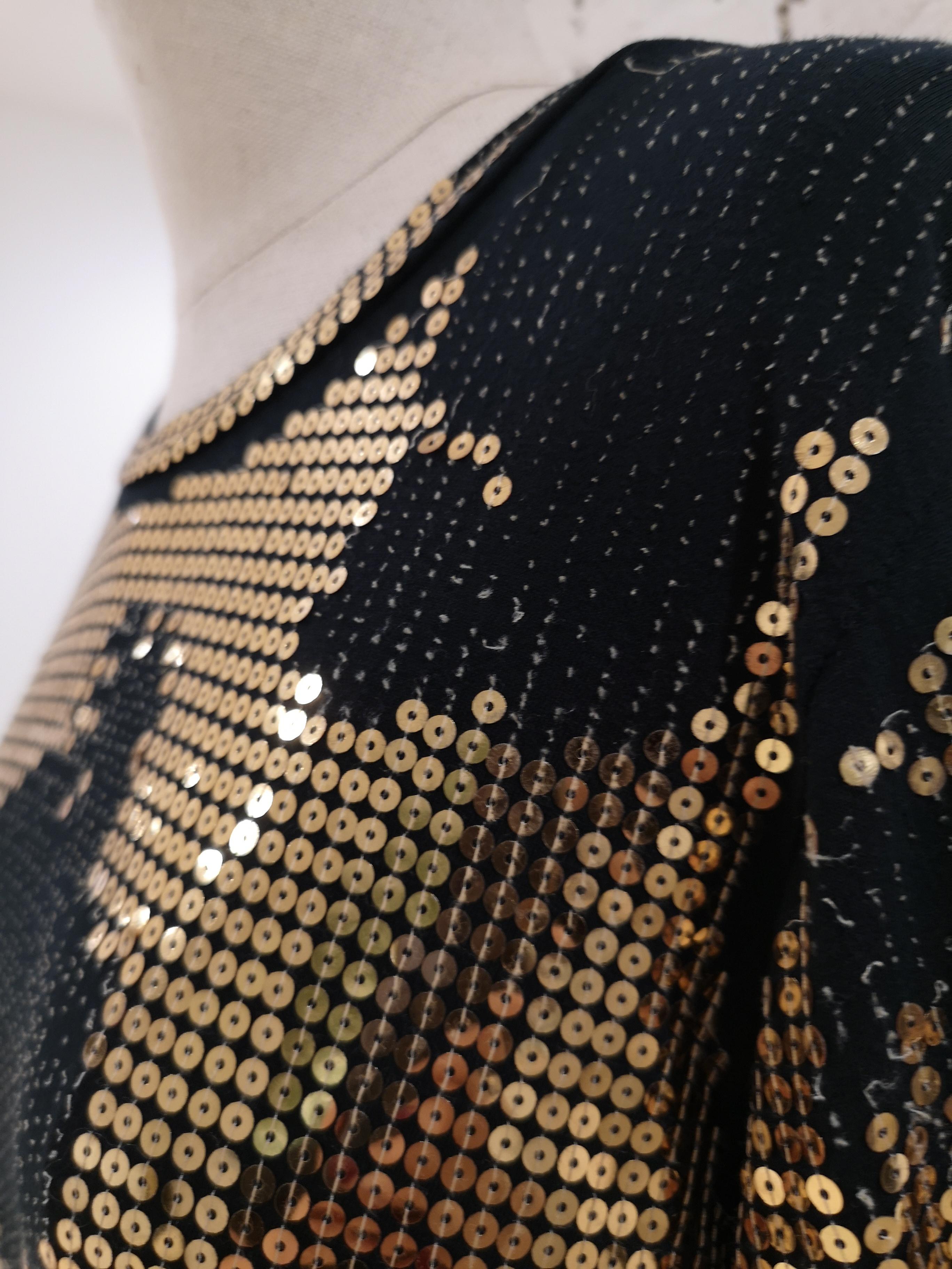 Balmain Black Gold Sequins Dress 4