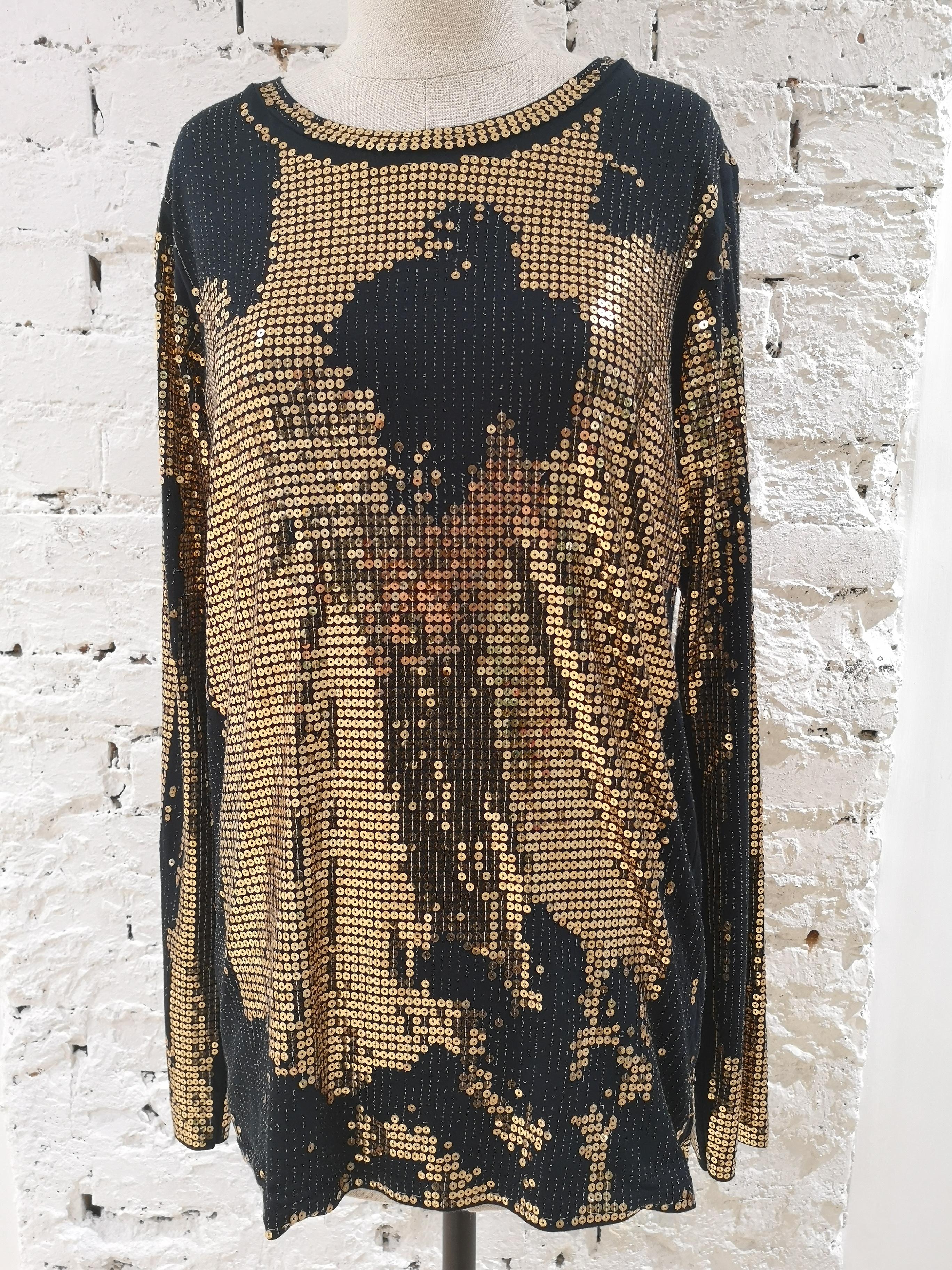 Women's Balmain Black Gold Sequins Dress