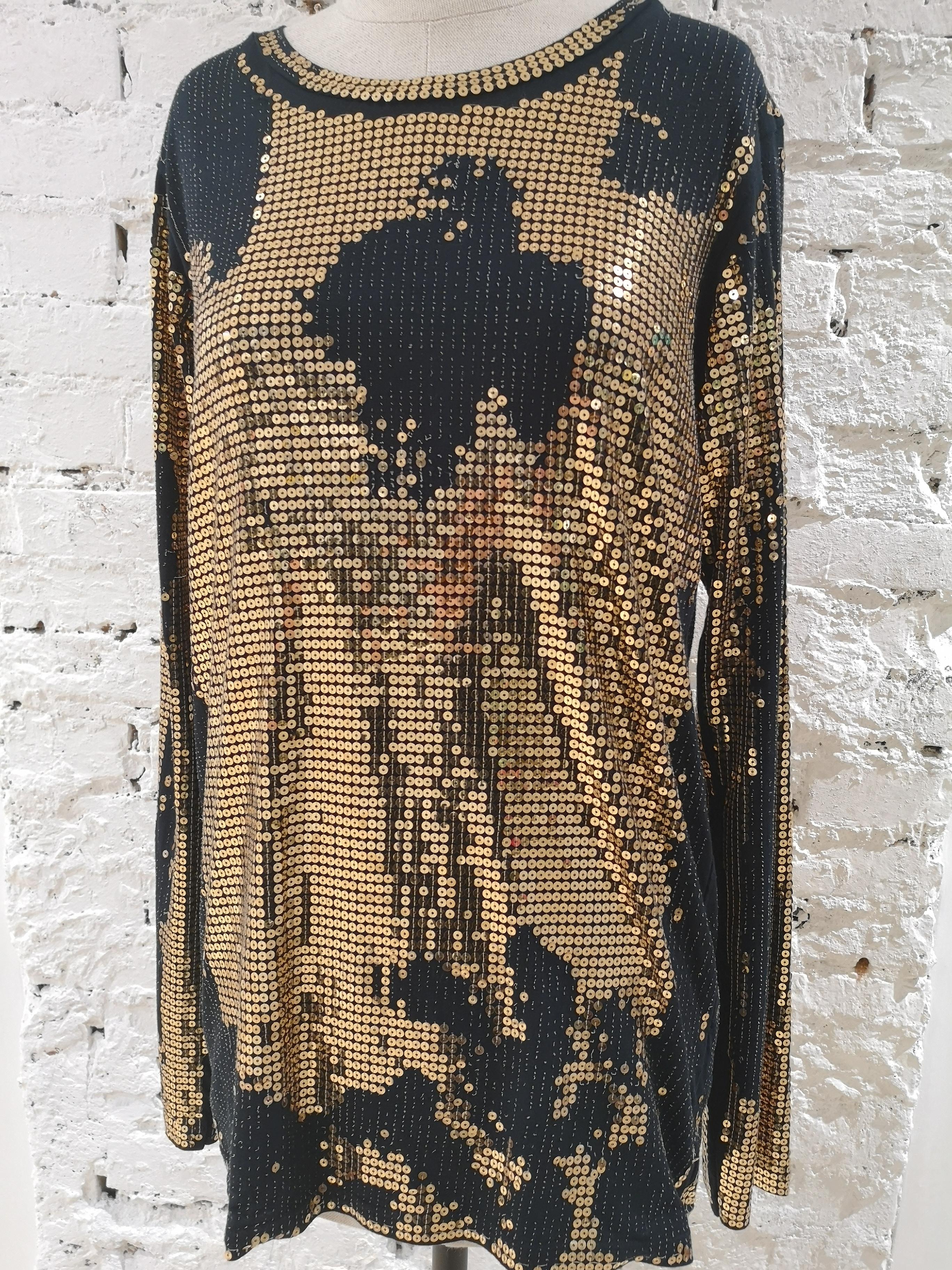 Balmain Black Gold Sequins Dress 1