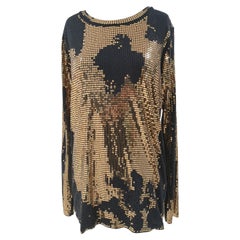 Balmain Black Gold Sequins Dress