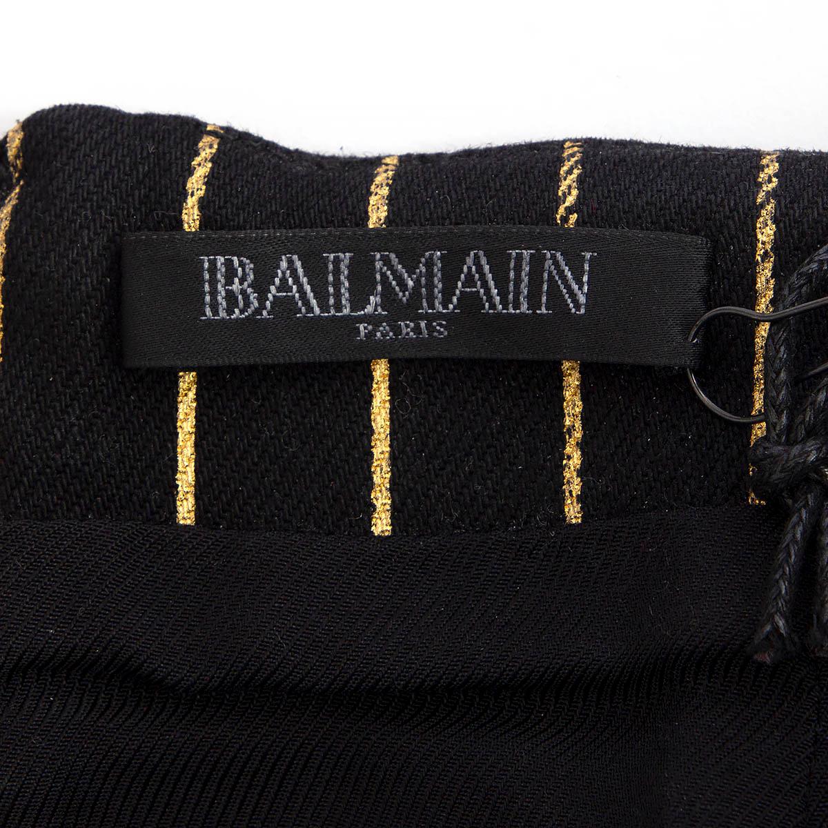 BALMAIN black & gold STRIPED BUTTONED HIGH WAISTED MINI Skirt 36 XS For Sale 2