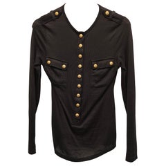 Balmain black Gold tone buttons long sleeves t-shirt size S