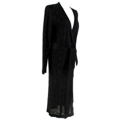 Balmain Black Harlequin Belted-Cardigan - Size US 6