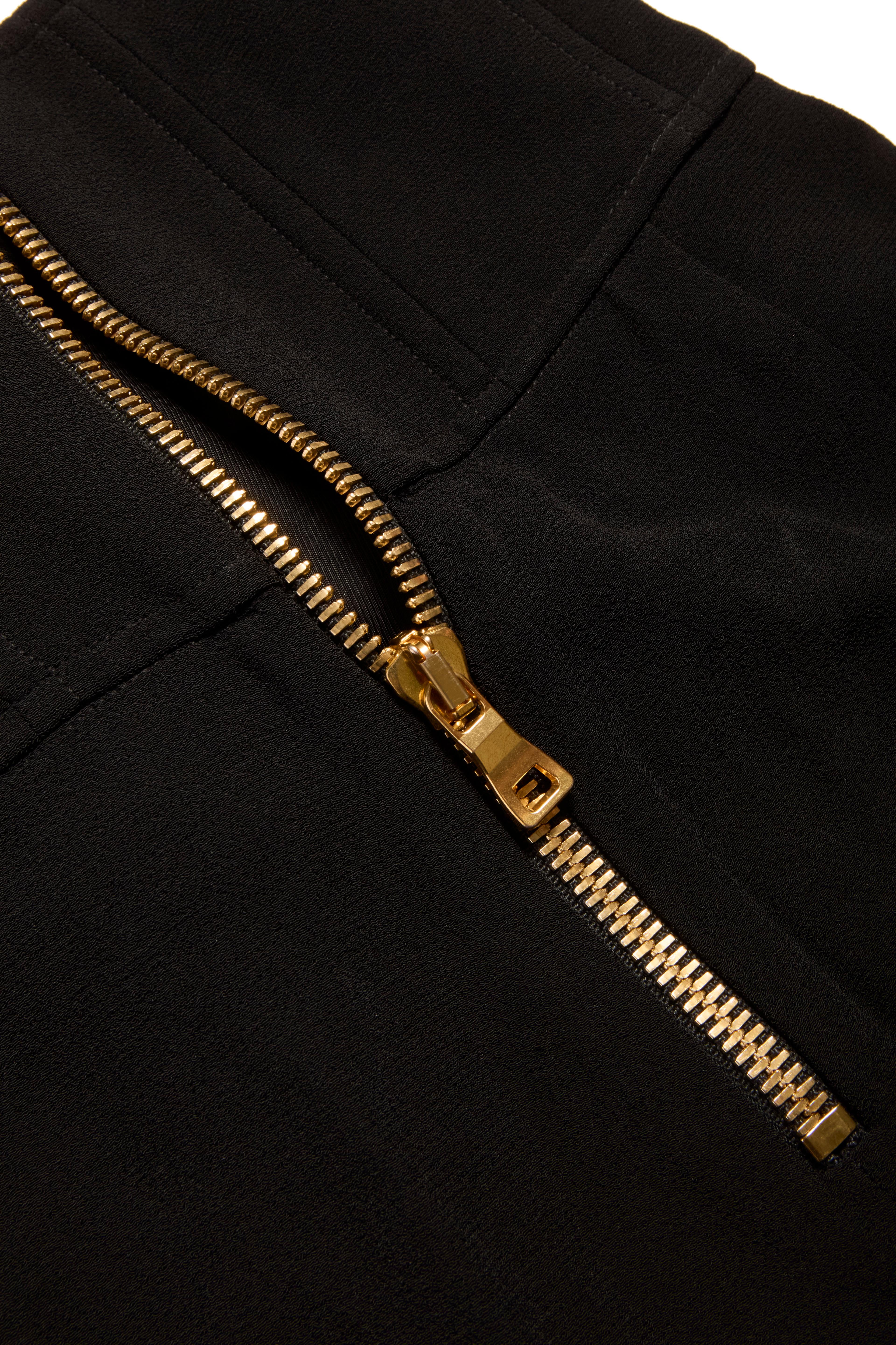 Balmain Black High-Waisted Corset Wide-Leg Pants Gold Lace-Up Detail Size 36 For Sale 4