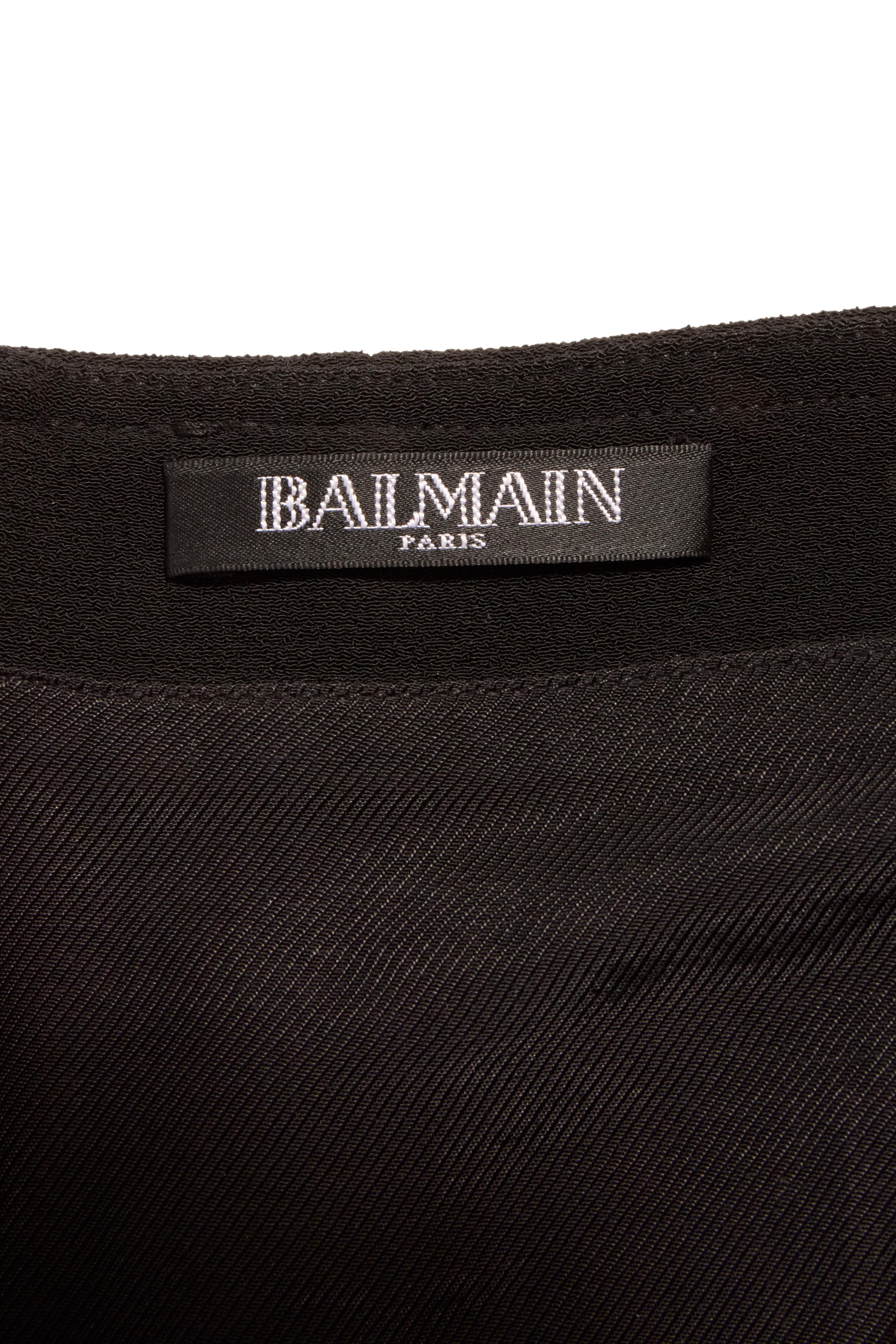Balmain Black High-Waisted Corset Wide-Leg Pants Gold Lace-Up Detail Size 36 For Sale 5