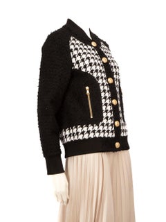 Balmain Black Houndstooth Tweed Buttoned Jacket Size XS