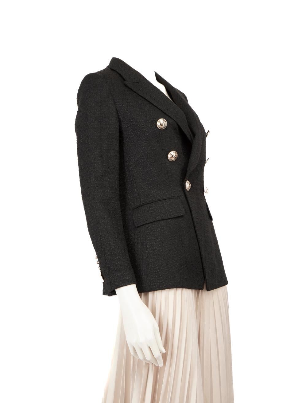 CONDITION is Never worn, with tags. No visible wear to jacket is evident on this new Balmain designer resale item. Please note thisitem is a menswear jacket.
 
 
 
 Details
 
 
 Unisex
 
 Black
 
 Wool
 
 Blazer
 
 Double breasted
 
 Button up