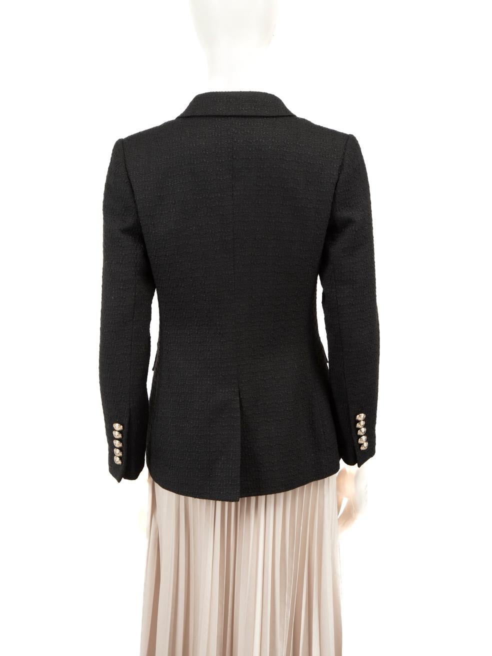 Balmain Black Jacquard Double Breasted Blazer Size S In New Condition In London, GB