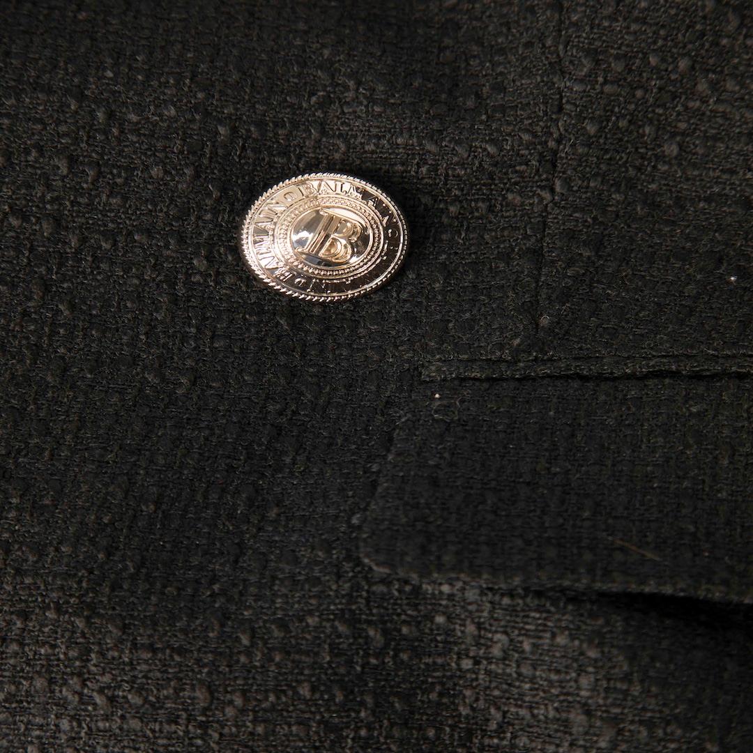 Women's Balmain Black Jacquard Double Breasted Blazer Size S