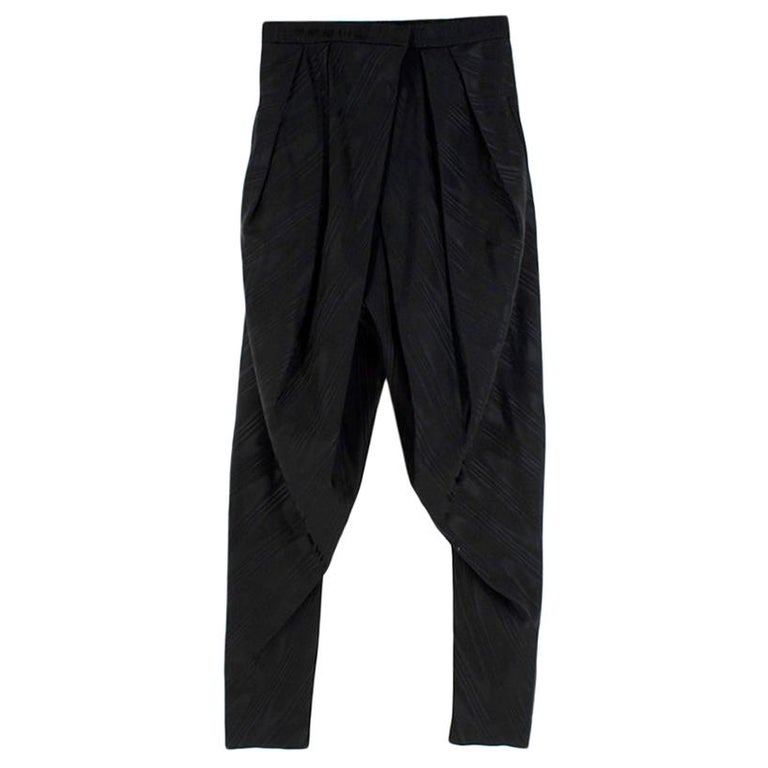 Balmain Black Jacquard Wool blend Pleated Trousers - Size US2 For Sale ...