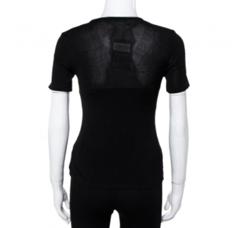 Women's Balmain Black Jersey V-Neck T-Shirt S For Sale