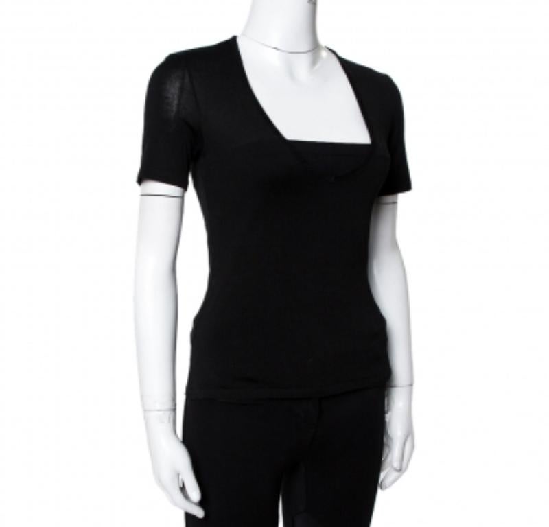 Balmain Black Jersey V-Neck T-Shirt S For Sale 2