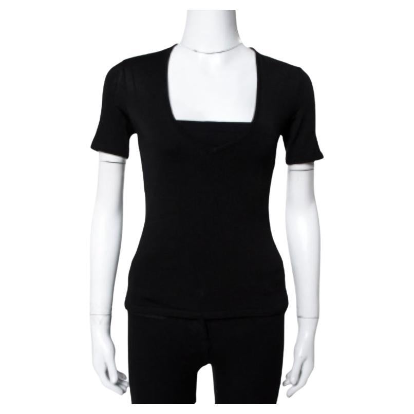 Balmain Black Jersey V-Neck T-Shirt S For Sale
