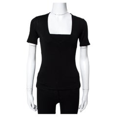 Balmain Black Jersey V-Neck T-Shirt S