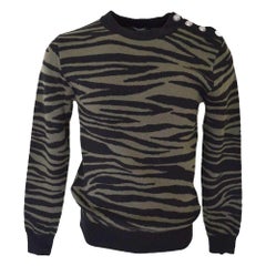 Balmain Black & Khaki Zebra Print Sweater