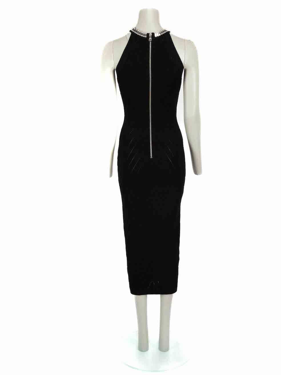 Balmain Black Knit Embellished Midi Dress Size S In Excellent Condition In London, GB