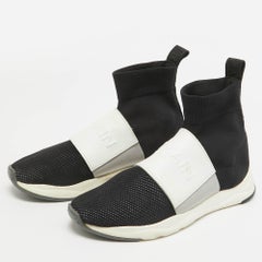 Balmain Black Knit Fabric Colorblock Sock Sneakers Size 36