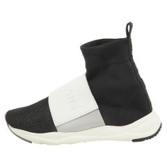 Balmain Black Knit Fabric Colorblock Sock Sneakers Size 36