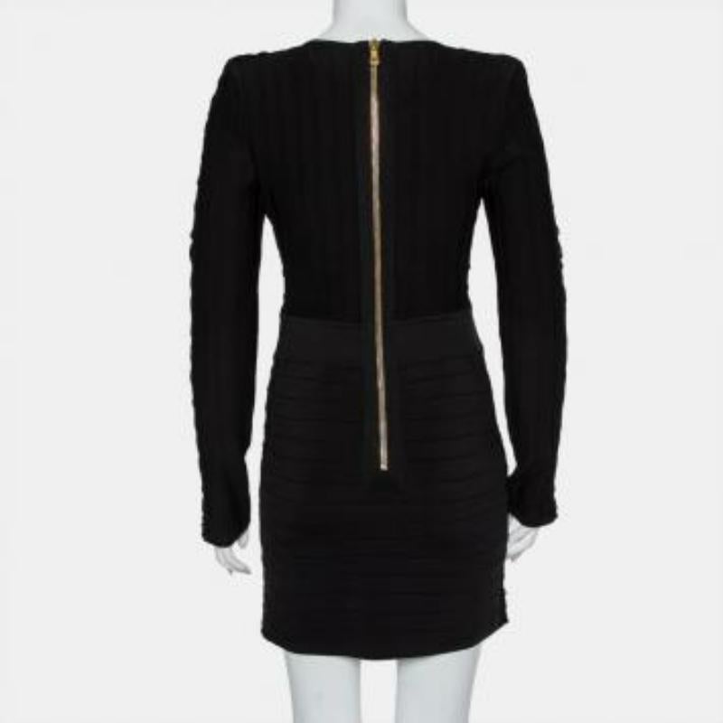 Balmain Black Knit Lace Up Detail Mini Dress M For Sale 6