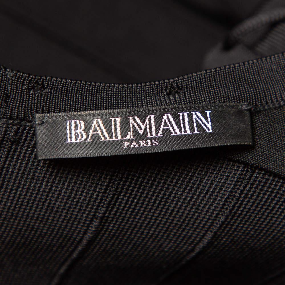 Women's Balmain Black Knit Lace Up Detail Mini Dress M