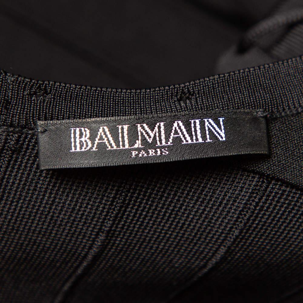 Balmain Black Knit Lace Up Detail Mini Dress M For Sale 2