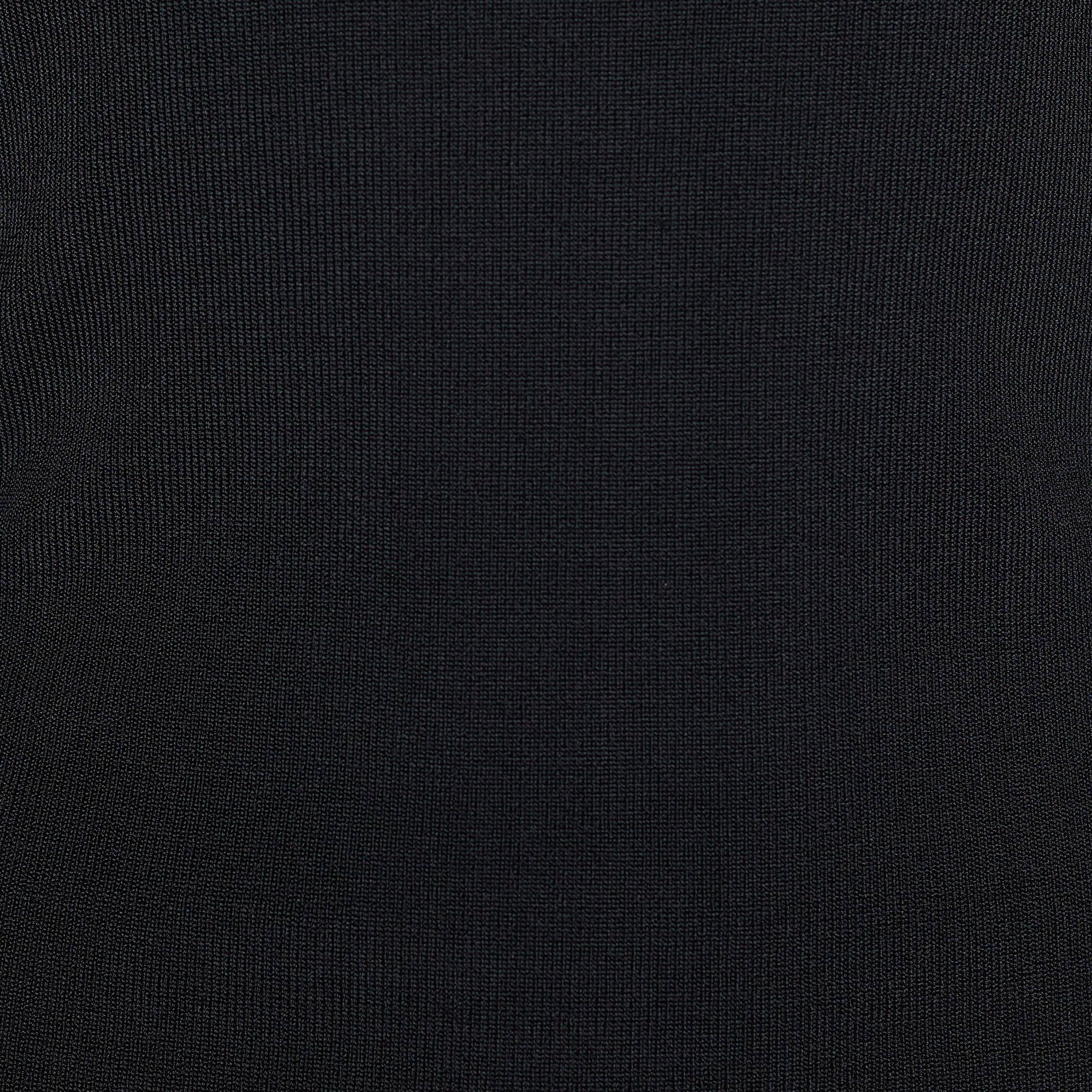 Balmain Black Knit Lace-Up Detail One Shoulder Bodycon Dress S In Good Condition In Dubai, Al Qouz 2