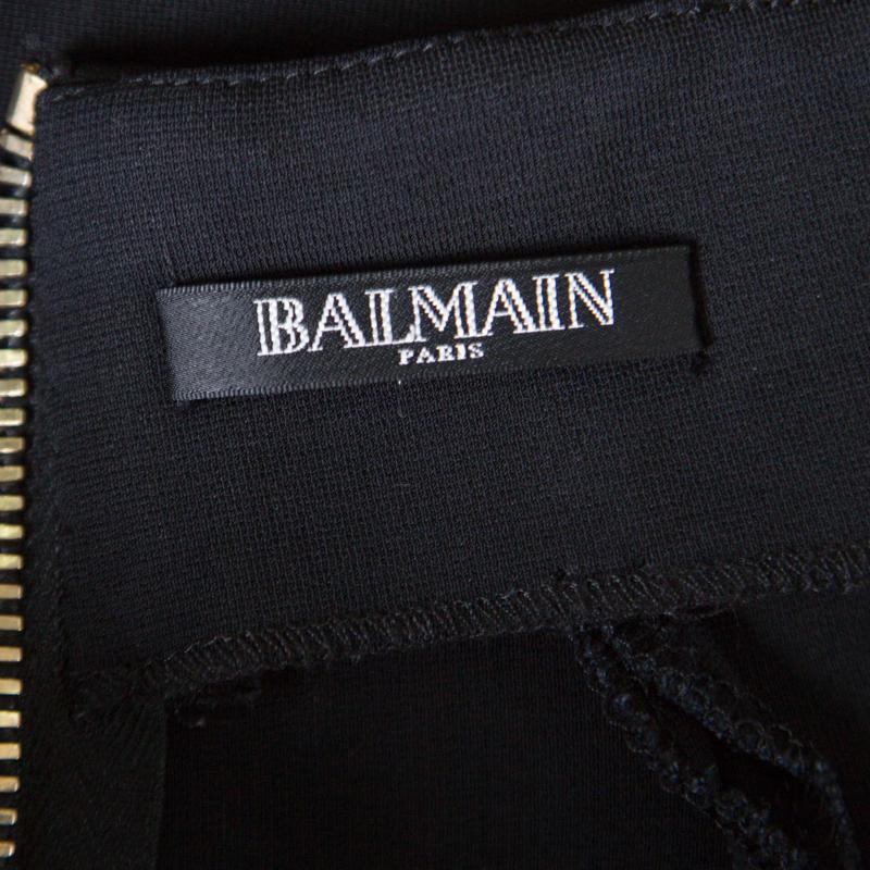 Women's Balmain Black Knit Logo Button Detail High Waist Trousers M
