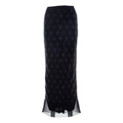 Balmain Black Knit & Mesh Fitted Maxi Skirt S