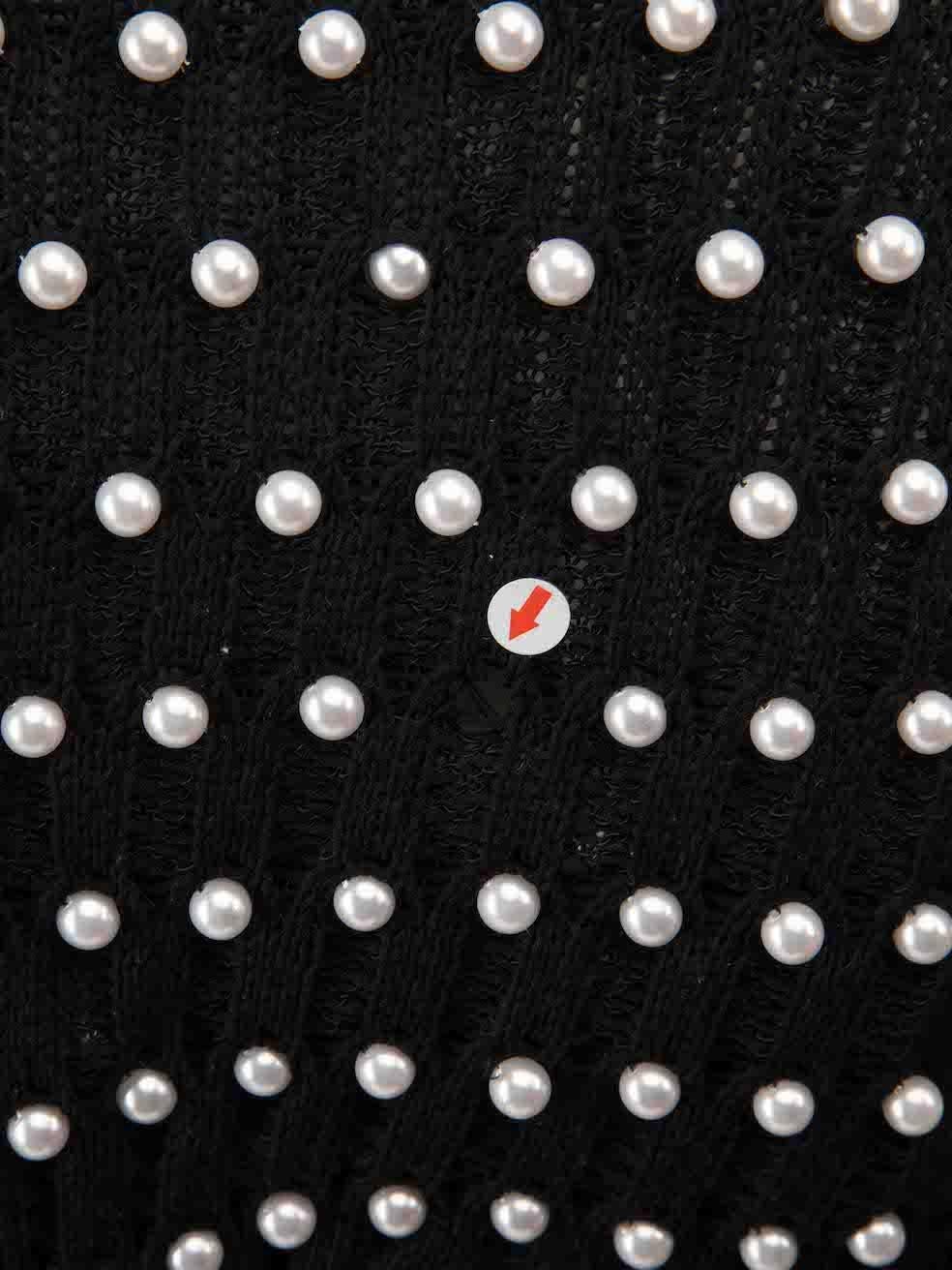 Women's Balmain Black Knit Pearl Embellished Cardigan Size XL For Sale