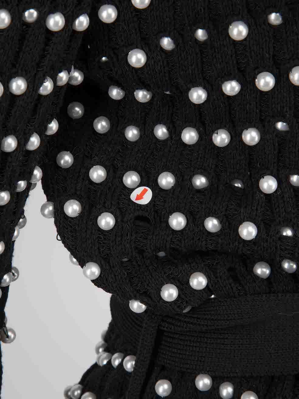 Balmain Black Knit Pearl Embellished Cardigan Size XL For Sale 1
