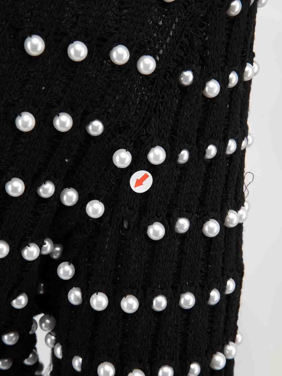 Balmain Black Knit Pearl Embellished Cardigan Size XL For Sale 2