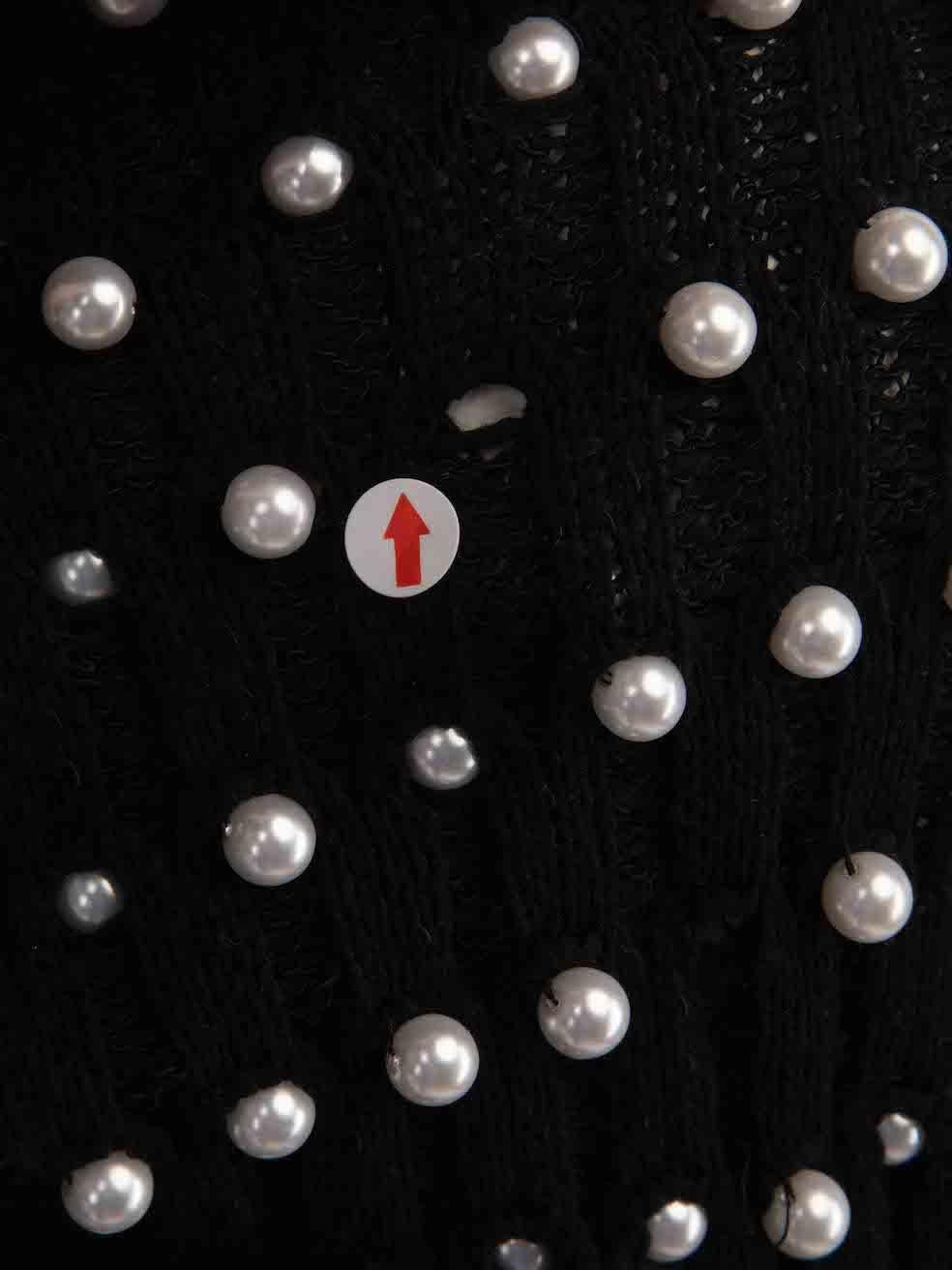 Balmain Black Knit Pearl Embellished Cardigan Size XL For Sale 3