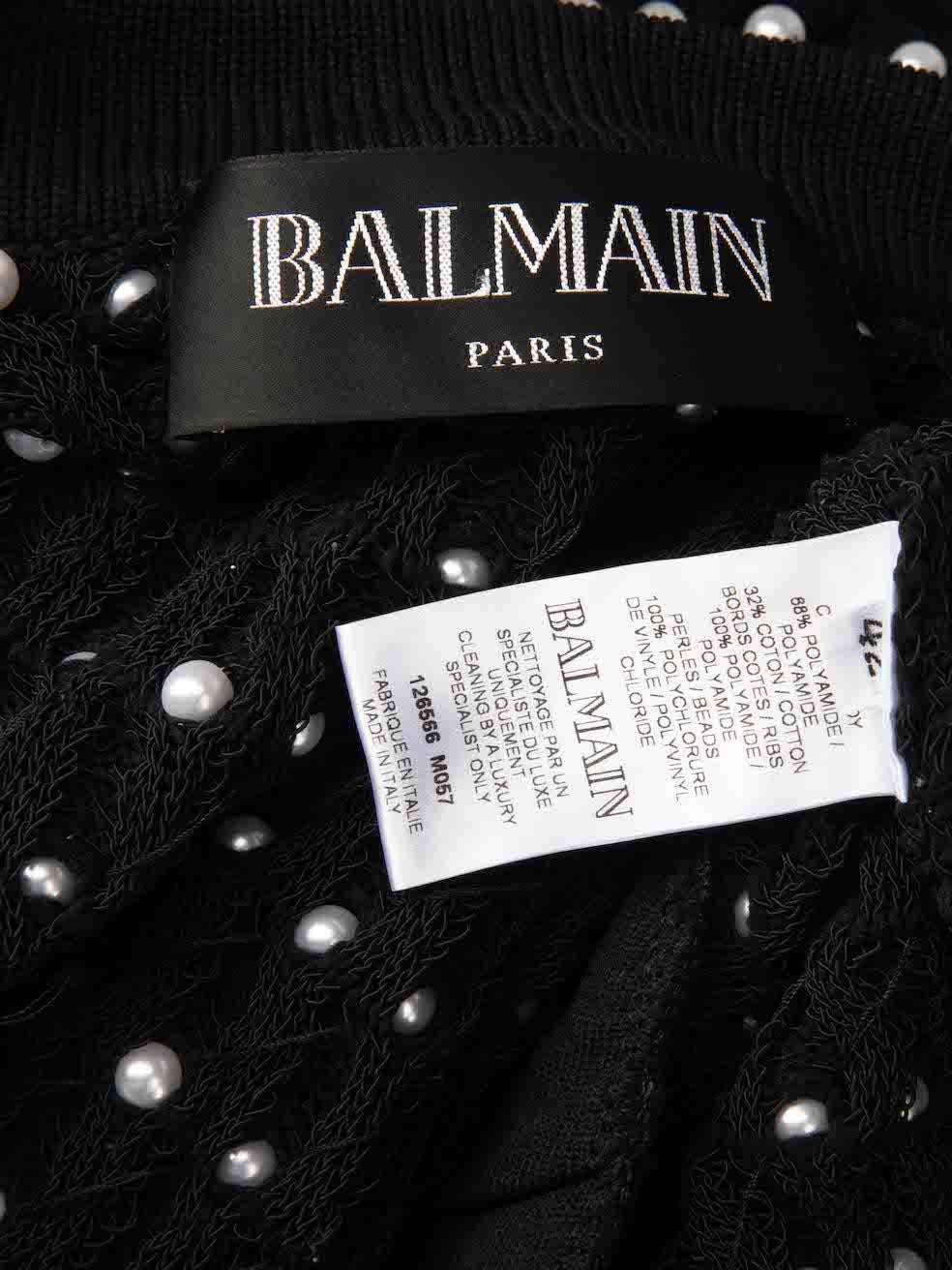 Balmain Black Knit Pearl Embellished Cardigan Size XL For Sale 4