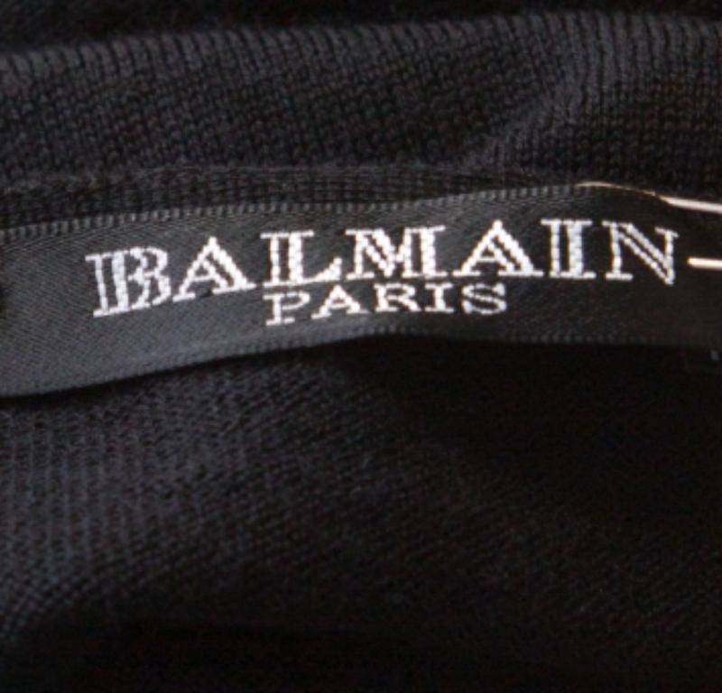 Balmain - Mini abito in maglia di lana nera con pannelli in maglia a catena - M. I. In condizioni buone in vendita a Dubai, Al Qouz 2