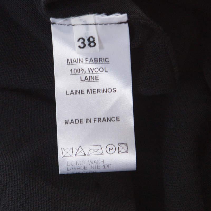 Balmain Black Knit Wool Chainmail Paneled Faux Wrap Mini Dress M For Sale 2