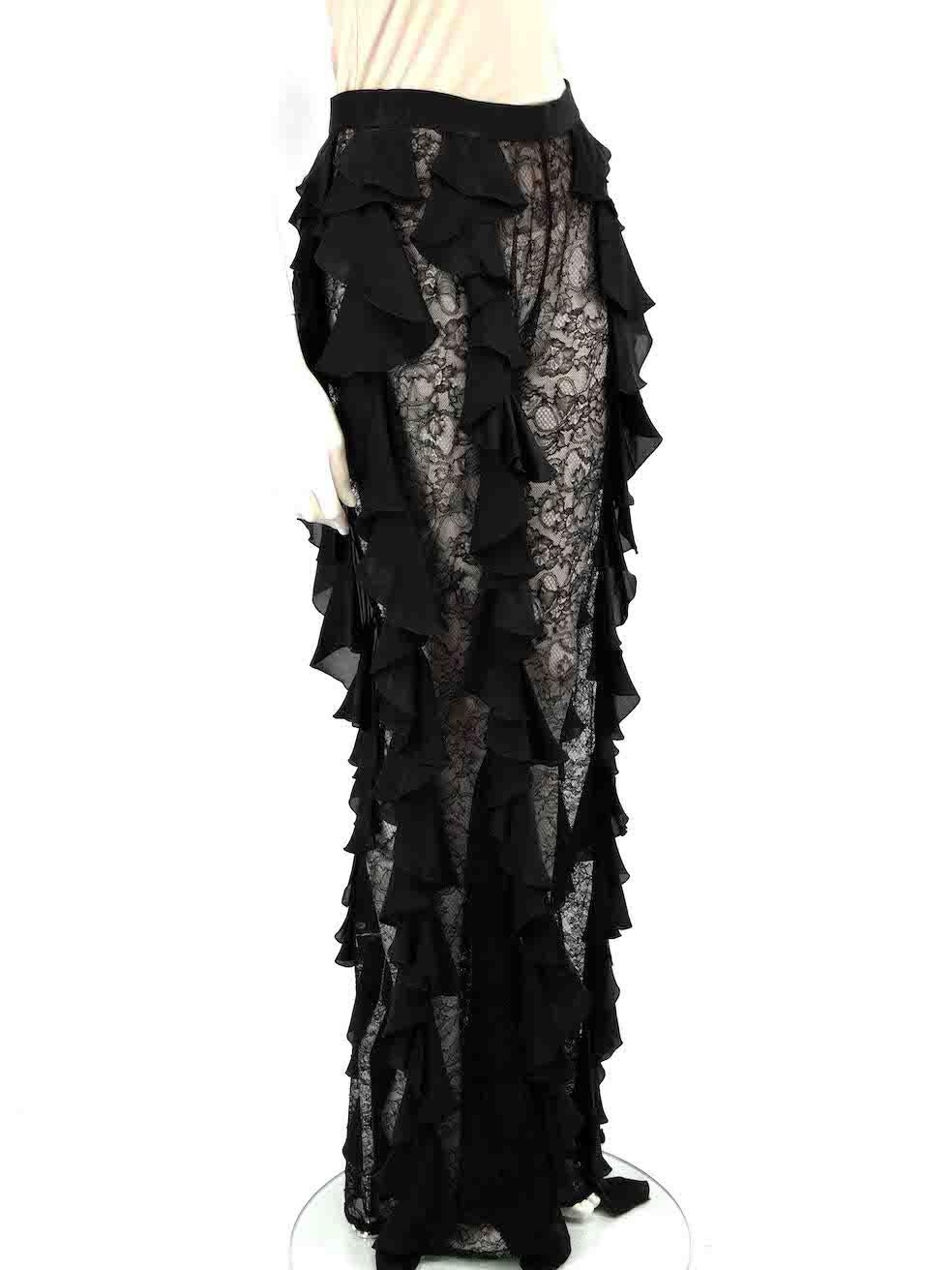 CONDITION is Very good. Minimal wear to trousers is evident. Minimal wear to the cuff ruffles with plucks and abrasions. The composition label has also been removed on this used Balmain designer resale item.
 
 
 
 Details
 
 
 Black
 
 Lace
 

