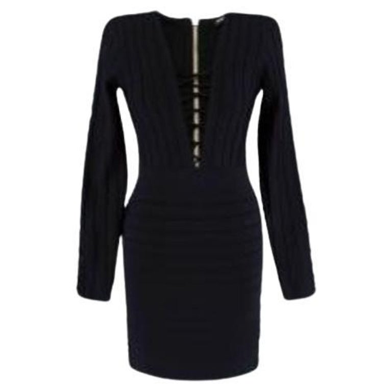Balmain black laceup bandage dress For Sale at 1stDibs