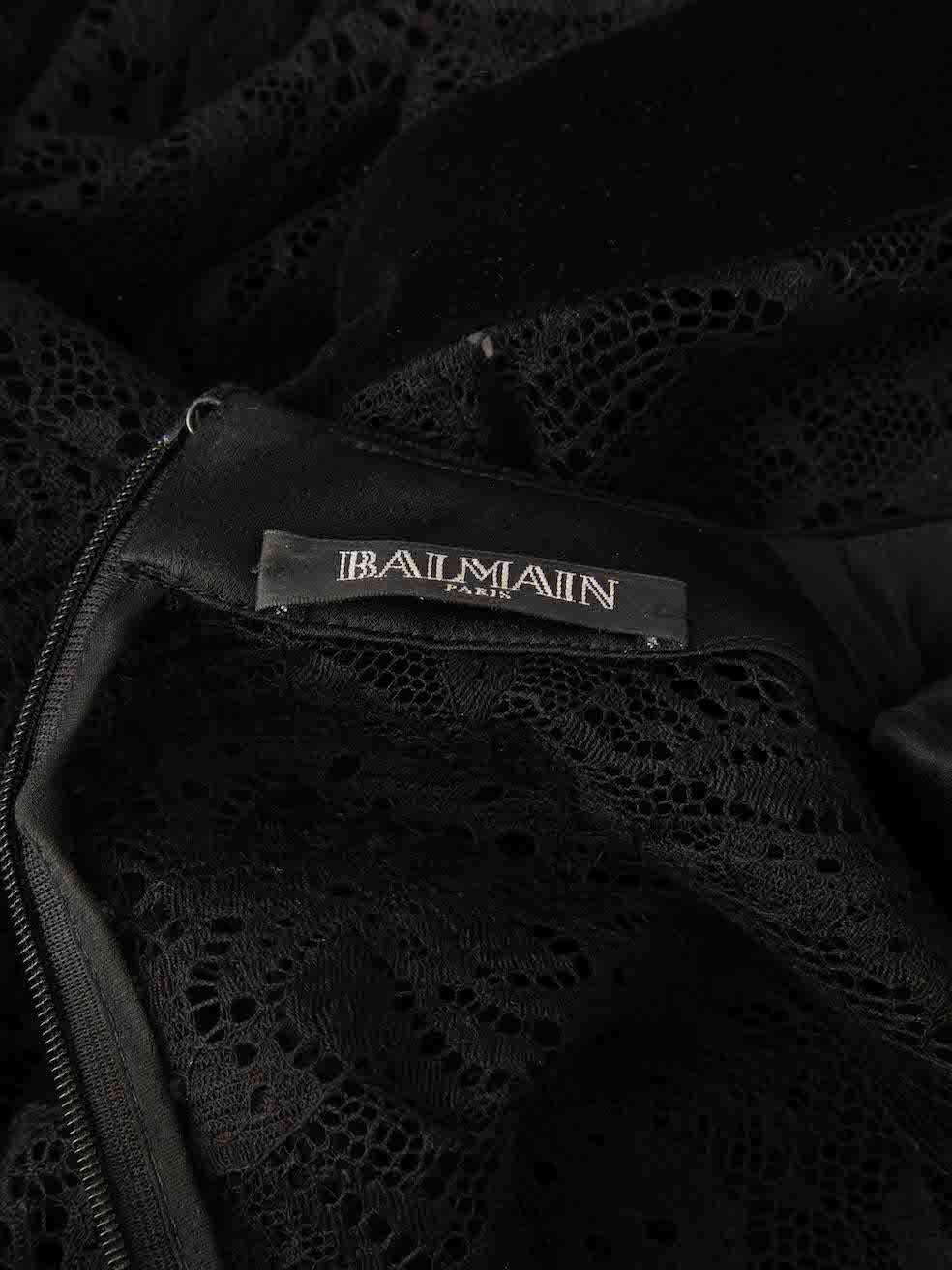 Balmain Black Lace Velvet Trimmed Jumpsuit Size M For Sale 2