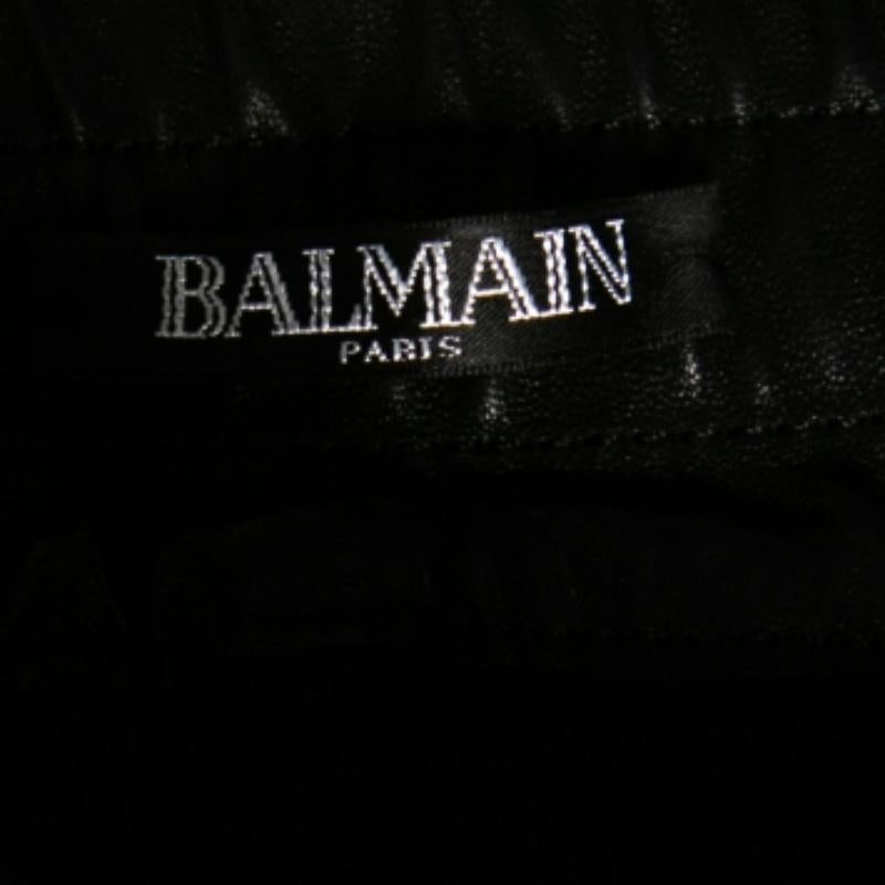 Balmain Pantalones moteros de piel de cordero negra L en venta 1