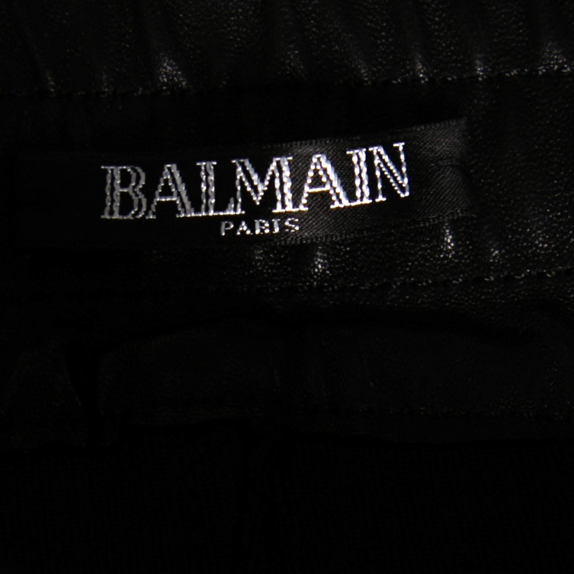 Balmain Black Lamb Leather Biker Trousers L For Sale 1