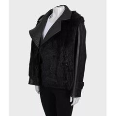 Balmain Black Lambskin Leather Fur Jacket Sz.36 S