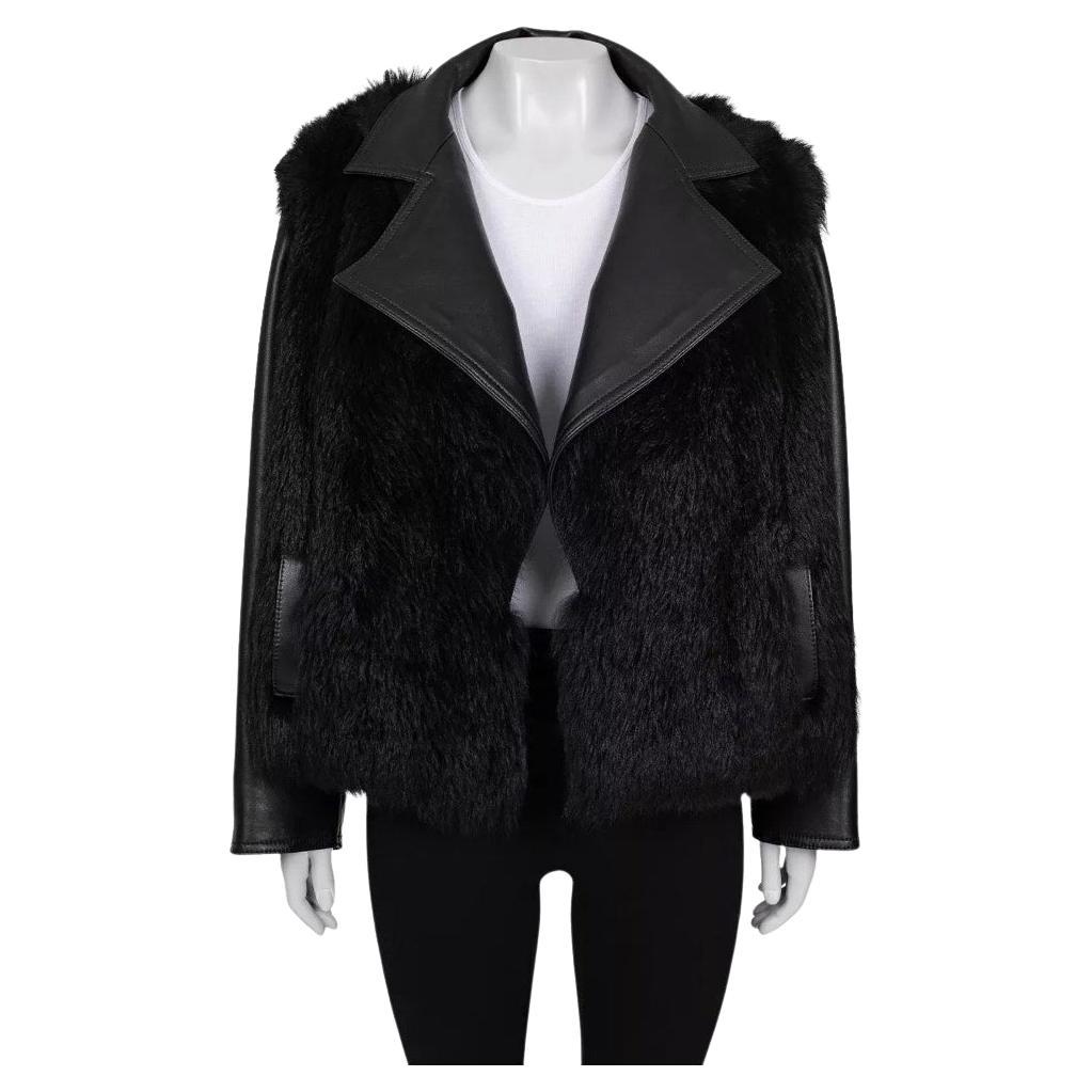 Balmain Black Lambskin Leather Fur Jacket Sz.36 S