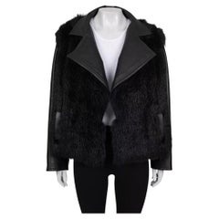 Balmain Black Lambskin Leather Fur Jacket Sz.36 S